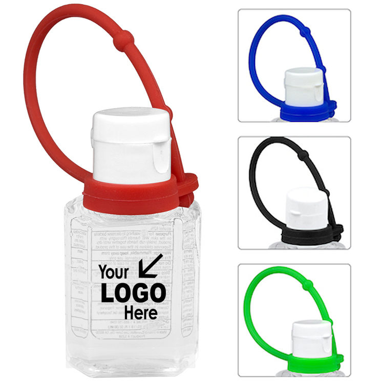 2 oz Hand Sanitizer Antibacterial Gel with Colorful Silicone Carry Leash (Spot Color Print)